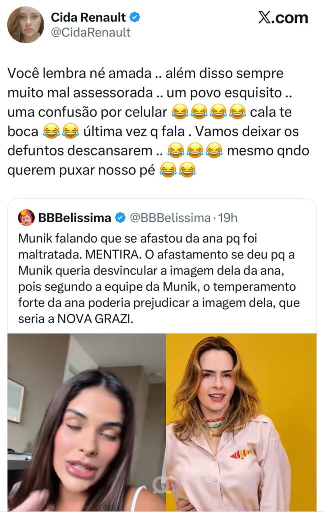 Irmã de Ana Paula Renault Alfineta Munik Nunes Após Polêmica Sobre Amizade