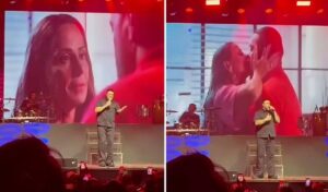 Belo incluiu cena de beijo com ex-esposa no show depois do sucesso de ‘Três Graças’