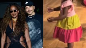 Com apenas 1 ano, filha da cantora Iza rouba a cena em rara aparição com o pai