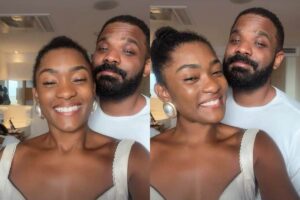 Erika Januza recebe alta e celebra com namorado na igreja