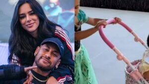 Filha de Neymar Jr. e Bruna Biancardi chama atenção ao empurrar a irmã em carrinho de boneca