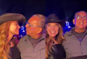 Galvão Bueno e Desirée Soares se beijam em show de Zé Neto & Cristiano