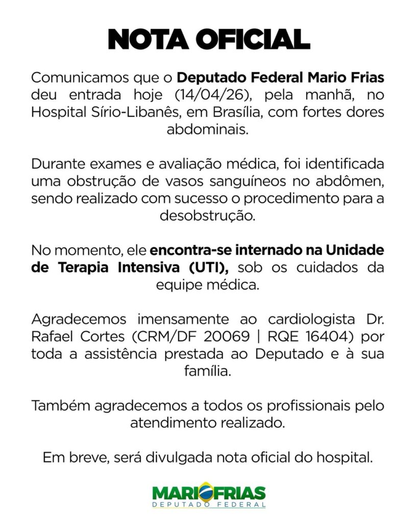 Mário Frias Internado na UTI Após Emergência Médica