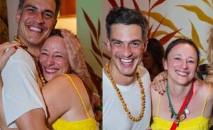 Mateus Solano e ex-mulher se abraçam carinhosamente no aniversário dela