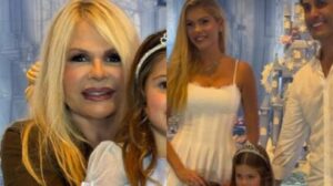 Monique Evans posa com neta Ayla na festa de 4 anos temática de Frozen