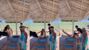 Nicole Bahls leva cabeçada de vaca e é arremessada em bebedouro na fazenda!