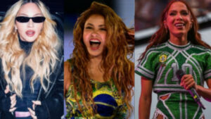 Anitta ao lado de Madonna e Shakira na abertura da Copa do Mundo 2026
