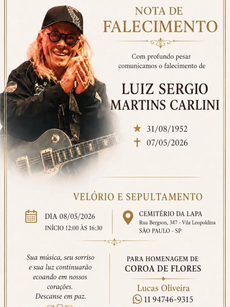 Lenda do rock Luiz Carlini morre aos 73 anos e deixa legado eterno com Rita Lee
