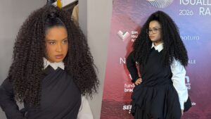 Milena do BBB 26 impressiona com novo visual e cabelo comprido no Prêmio Sim à Igualdade Racial