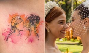 Fã tatua casal Loquinha de ‘Três Graças’ e rebate críticas: ‘O corpo é meu’