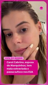 Carol Cabrino, esposa de Marquinhos, sofre com mala extraviada nos EUA