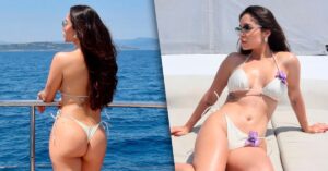 Gizelly Bicalho exibe corpão em iate de luxo em Saint-Tropez