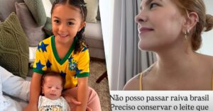 Lore Improta e os filhos torcendo com gostosura pela Seleção