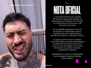 MC Kevinho passa mal durante show em Portugal e é internado no hospital