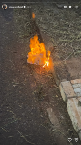 Kelly Danese queima Labubu após incêndio na casa e faz oração: assista ao vídeo