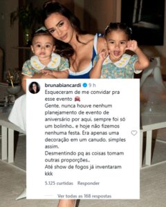 Bruna Biancardi desmente boatos e celebra aniversário da filha caçula