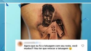 Fabíola Reipert se arrepende de tatuagem de Vini Jr. após mudança facial do jogador