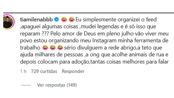 Tia Milena se manifesta sobre crise na amizade com Ana Paula Renault