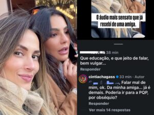 Cíntia Chagas manda seguidora para a PQP ao defender amiga