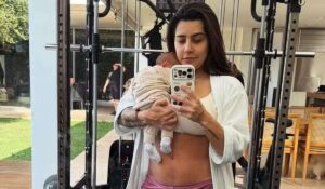 Lauana Prado leva filho recém-nascido para academia e derrete fãs