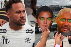 Torcida do Vasco Provoca Neymar com Máscaras de Bruna Marquezine