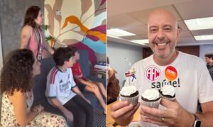 Alex Escobar retorna ao Globo Esporte após cirurgia de tumor e ganha surpresa emocionante da família