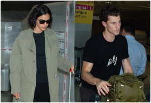 Bruna Marquezine e Shawn Mendes desembarcam em SP com looks combinados — mas detalhe rouba a cena