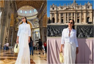 Isabelle Nogueira visita o Vaticano com look improvisado e encanta seguidores