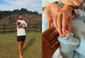 Maluma compartilha fotos fofinhas do filho recém-nascido Órion