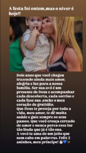 Poliana Rocha celebra 2 anos do neto José Leonardo com declaração emocionante