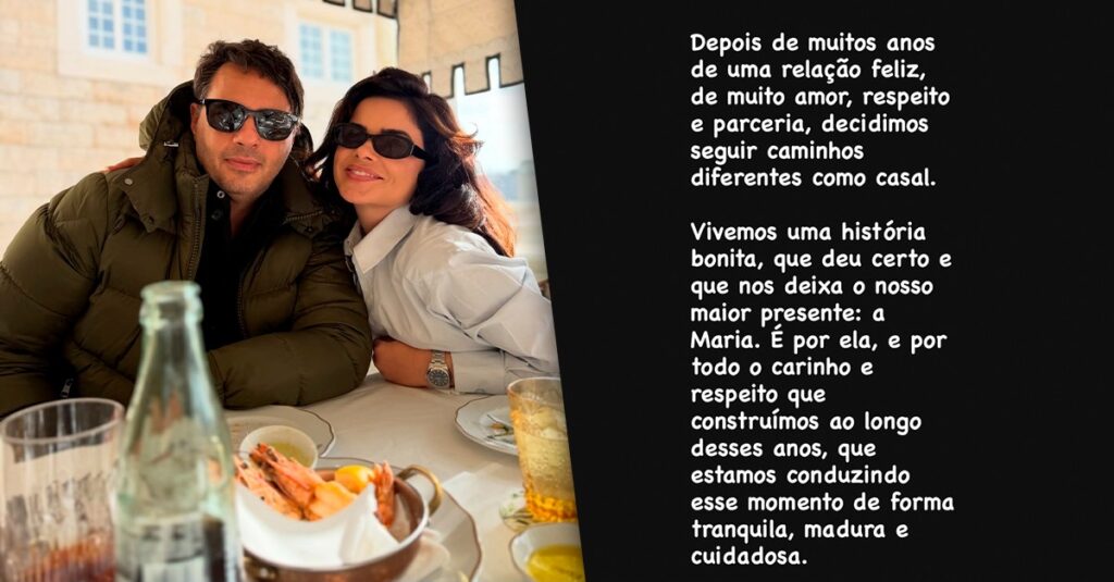 Vanessa Giácomo anuncia fim do casamento com Giuseppe após 12 anos