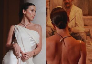 Alice Wegmann impressiona com costas definidas em evento de luxo e web pede: passa o treino!