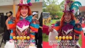 Ana Paula Siebert desmonta festão de Halloween às pressas depois de chuva de surpresa: que cena!