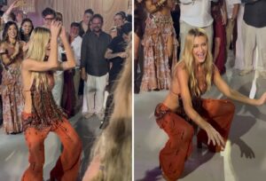Ana Paula Siebert desce na boquinha da garrafa em show luxuoso do É o Tchan na Bahia