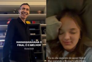César Tralli brinca com a rotina agitada de Rafa Justus