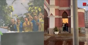 Igreja fecha portas durante missa com chegada de ato de Flávio Bolsonaro em Bangu