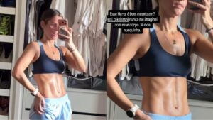 Shantal Verdelho exibe tanquinho definido e celebra metamorfose fitness sem bomba