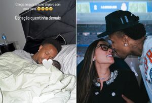 Tainá Militão ‘baba’ de amor ao clicar Eder Militão com o filho recém-nascido Gabriel