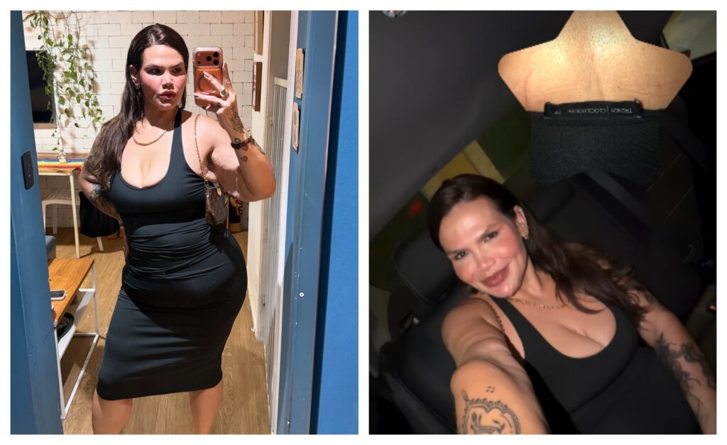 Thais Carla exibe corpão após emagrecer 100 quilos e arrasa em look ‘PP’